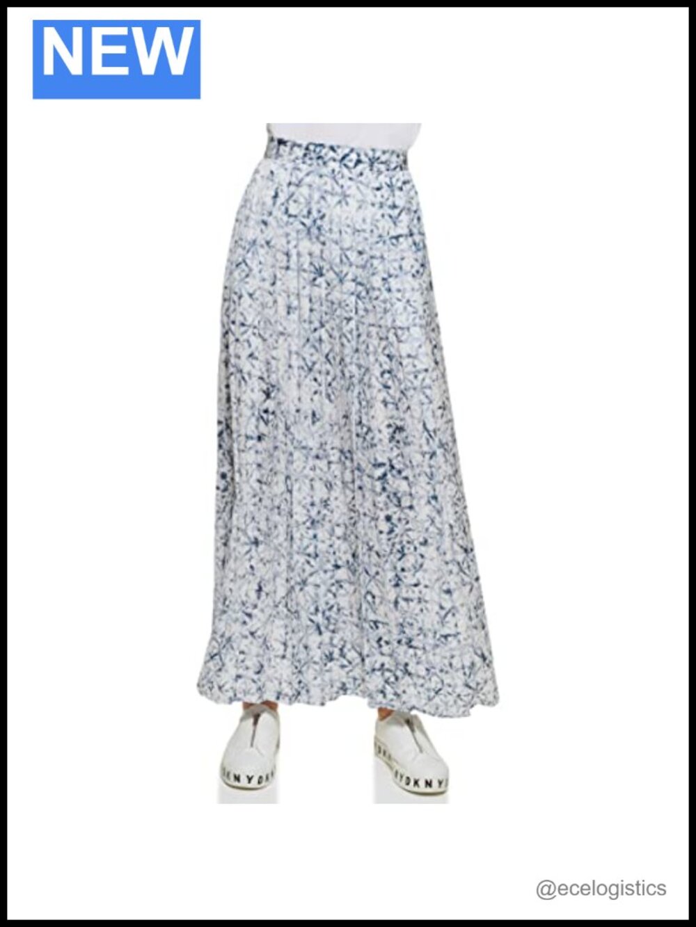 Pleated Midi Skirt Full Silhouette Pull On Modal Blend Women's Career